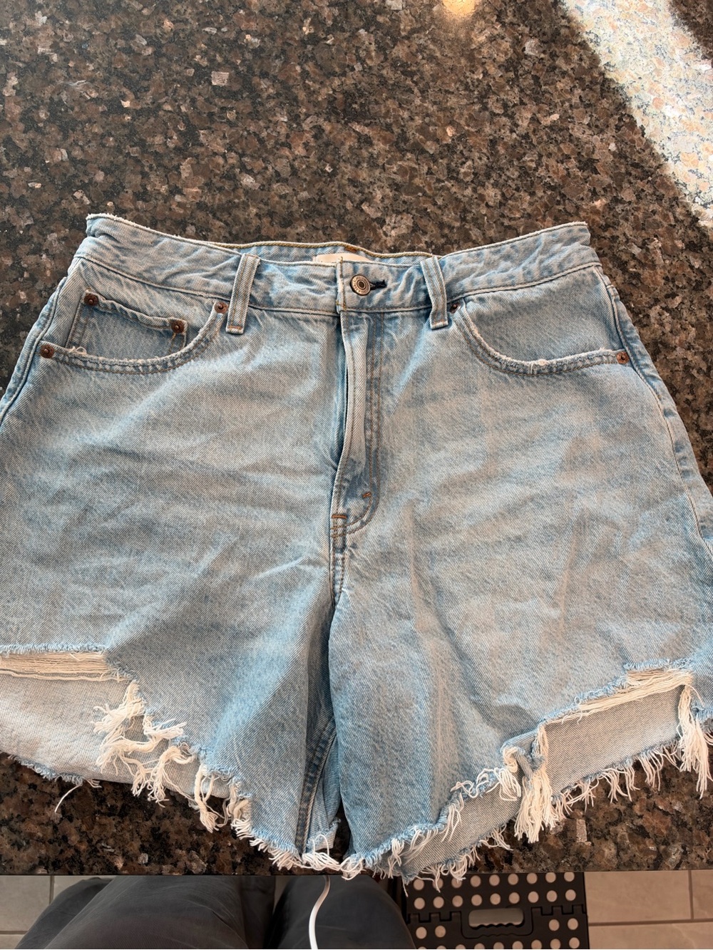 Abercrombie & Fitch Light Blue Distressed Denim Shorts